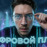 Футуристический мегаполис с цифровыми сетями, иллюстрирующий концепцию умного города и возможные угрозы тотального контроля.