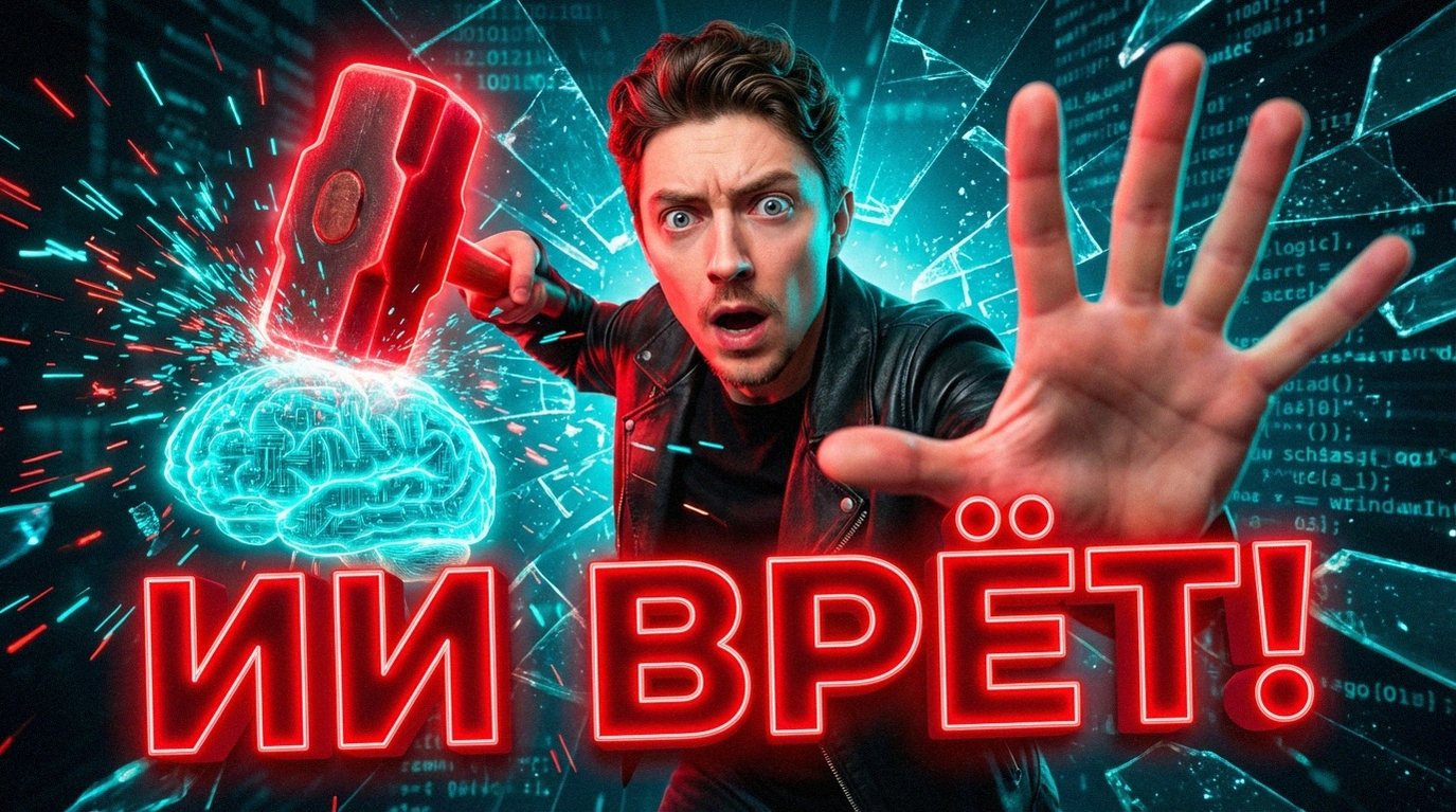 Иллюстрация процесса двойной проверки данных, объясняющая основную причину возникновения галлюцинаций у нейросетей.